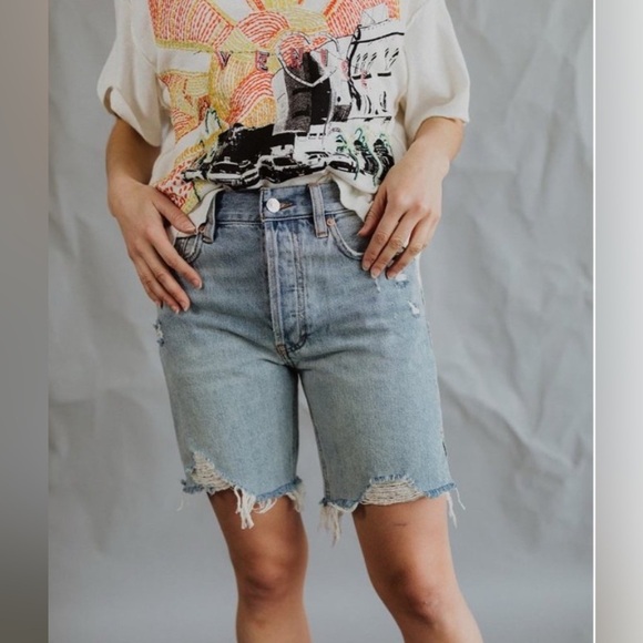 Free People We the Free Denim Bermuda Sequoia Jean Short Jorts Surfs Up Size 27 - Picture 1 of 13